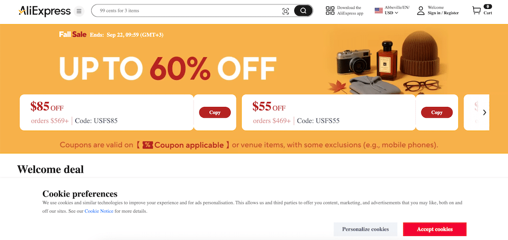 AliExpress coupons