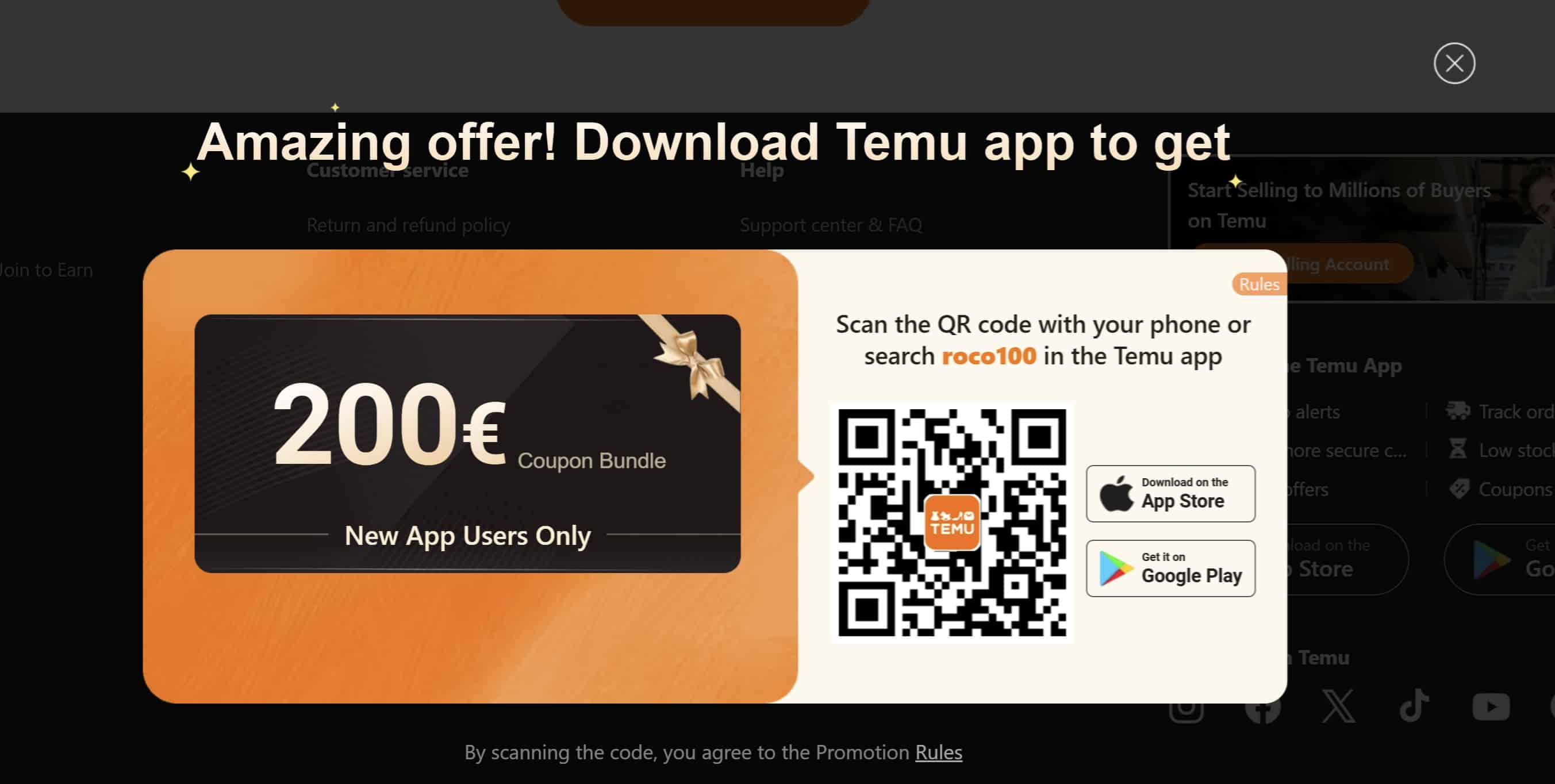 temu roco100 クーポン